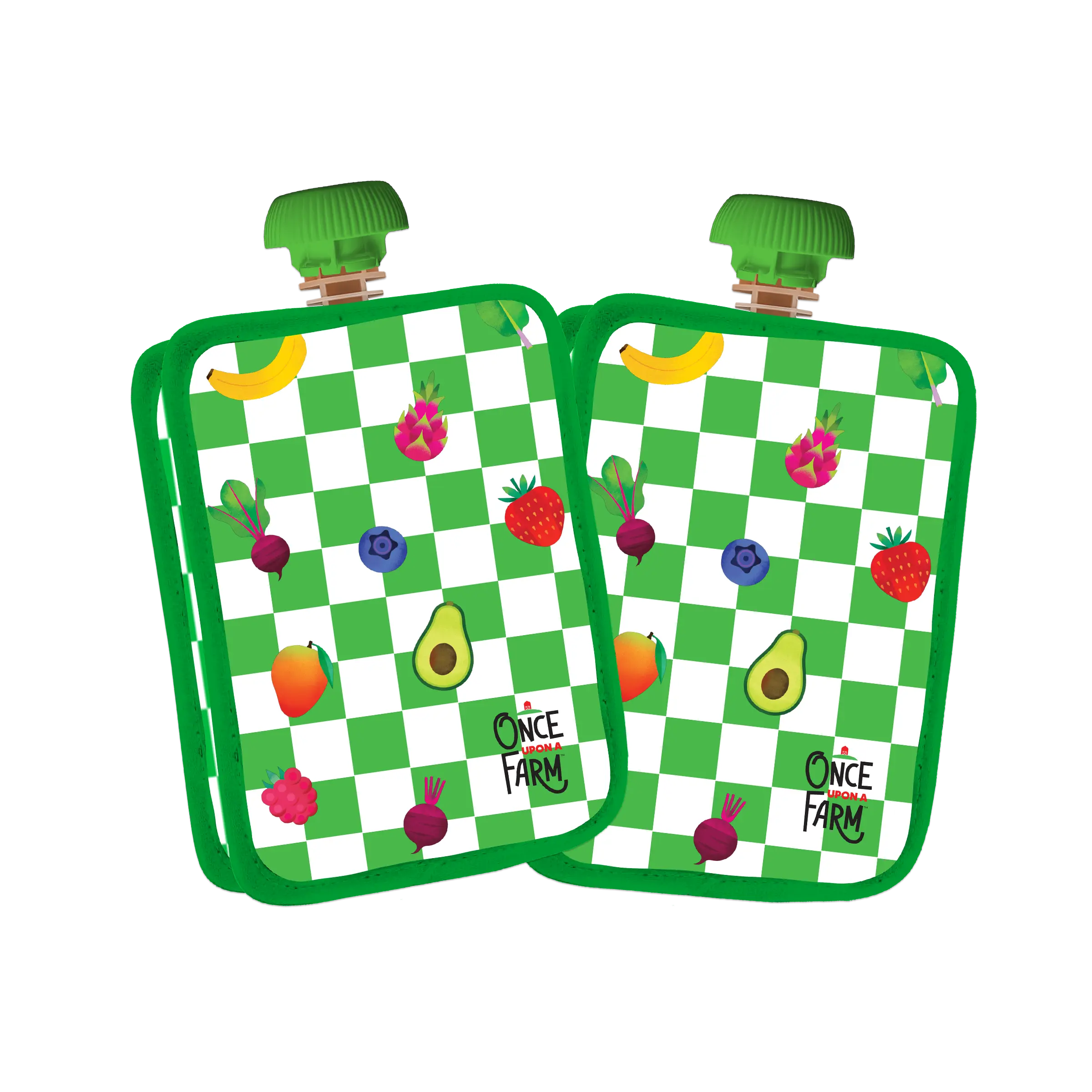 Once Upon A Farm Green Checkered Pouch Cooler 2-Pack