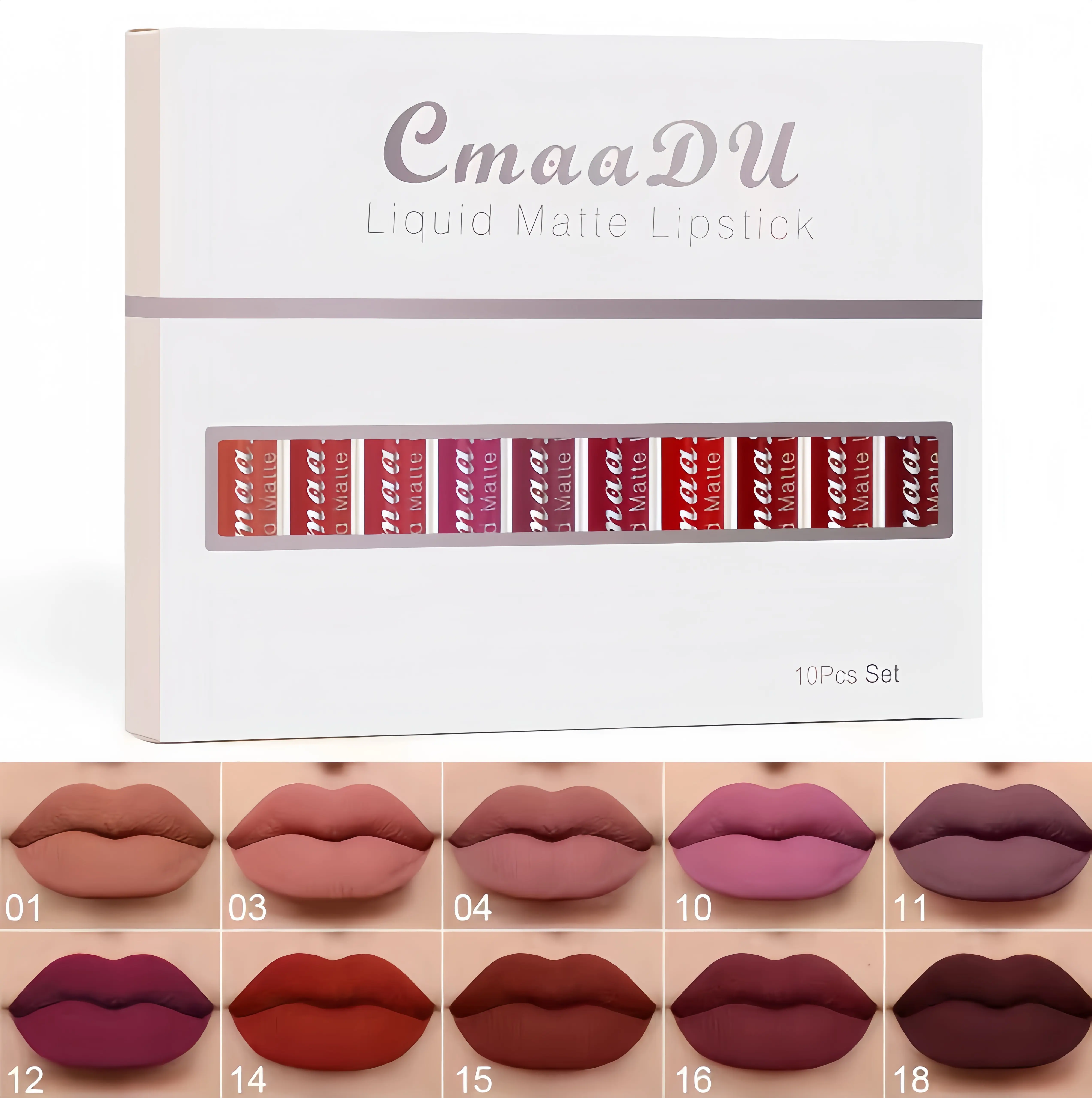 10 Pcs Matte Liquid Lipstick Set - Long-Lasting Lip Color Glaze, Waterproof Lip Stain, Non-Stick, Easy to Apply for Beginner Beauty Makeup Cosmetics, Brightening, Waterproof Wear, Non-Sticky, Smooth Glide, Everyday Glam, Smudgeresistant