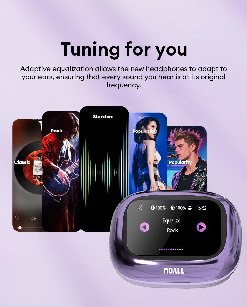 MGALL C18 Open-Ear Wireless Headphones with 2025 Bluetooth 6.0, Supports 169-Language Translation, LED Full-Color Touch Smart Screen, ENC Noise Cancellation, Remote Photography & Anti-Loss Function, Audio Earbuds for Music & Calls