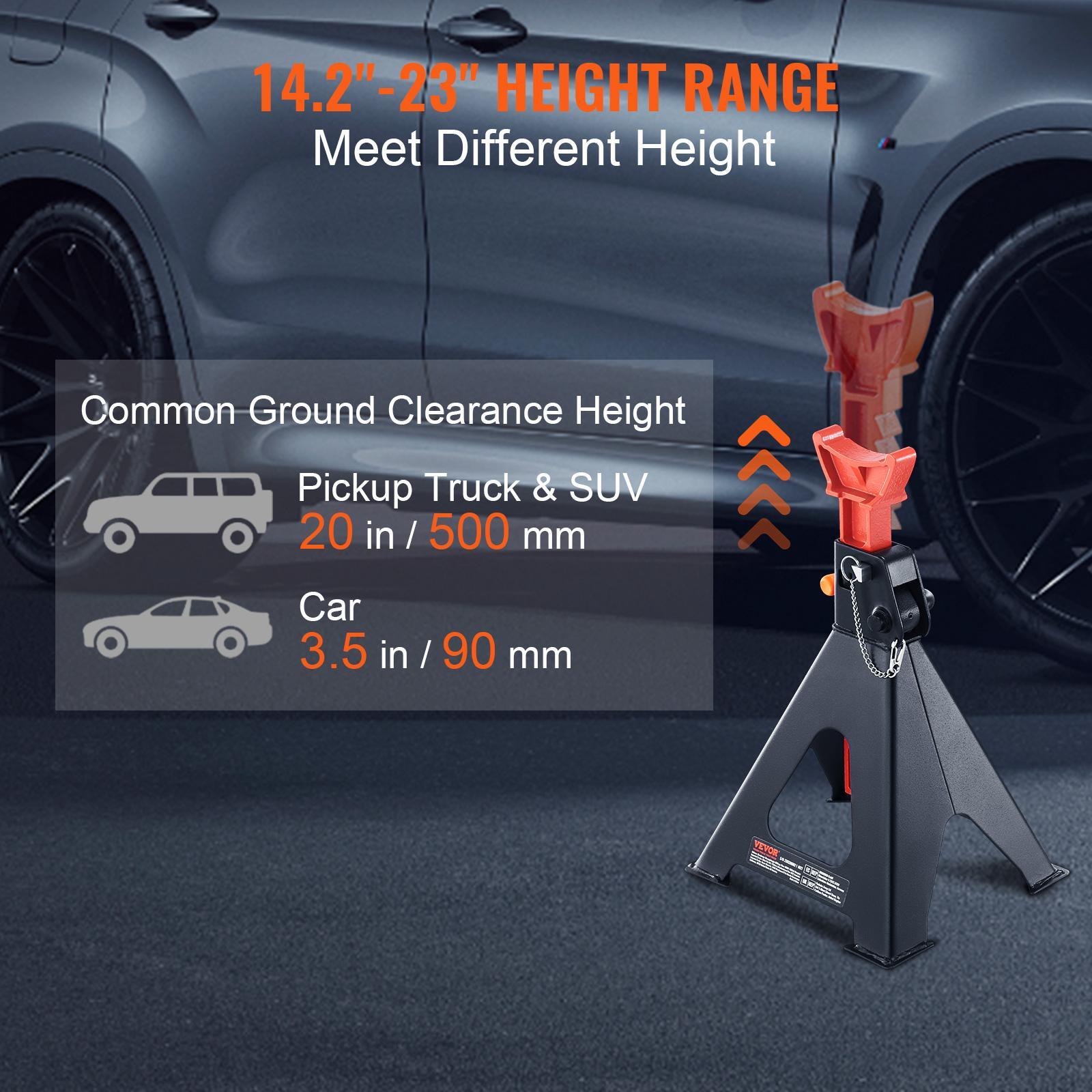 VEVOR Jack Stands, TikTokShopBlackFriday, 6 Ton (13,000 lbs) Capacity Car Jack Stands Double Locking, 14.2 -23 inch Adjustable Height, for lifting SUV, Pickup Truck, Car and UTV/ATV, Red, 1 Pair