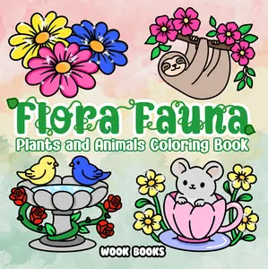 Flora Fauna Coloring Book and Reusable Protective Sheet by Wook Books