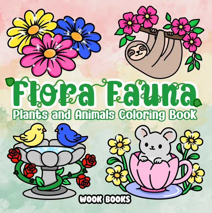 Flora Fauna Coloring Book and Reusable Protective Sheet by Wook Books