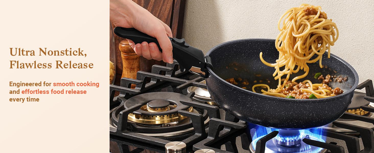 SODAY New 15pcs Detachable Handle Nonstick Cookware Set,Black/White, Pots and Pans, Oven safe Frying Pan, Dishwasher Safe,Kitchenware,stock up on specials,Valentines Day gifts