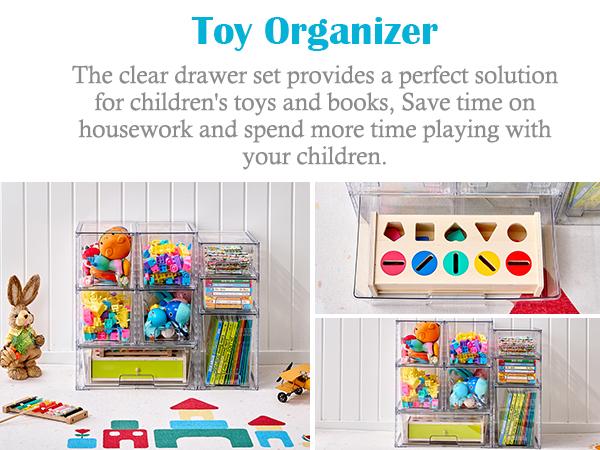 【Baby Bottle Station】VTOPMART 6 Pack Stackable Clear Drawer Organizer for Organizering Nursing Bottles,Candy,Snacks,Makeup,Cosmetics,Tampons,Medicines,Pantry,Under Sink,Closet,Bathroom, with Free Stickers