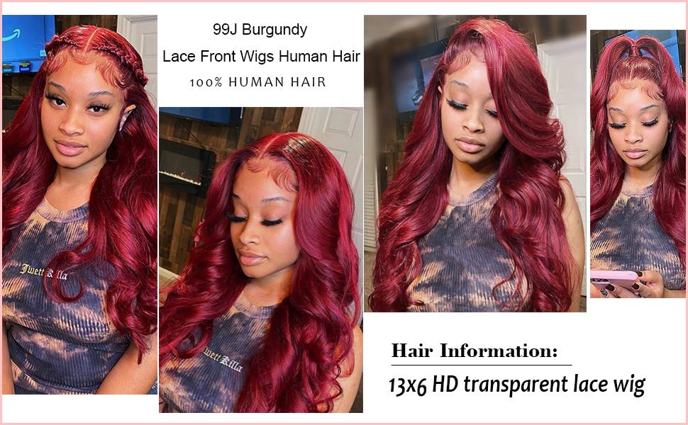 Tuneful 99j Burgundy Body Wave Hair Wig 13x6 HD Transparent Lace Front Wigs Human Hair 32Inch Burgundy Wig Human Hair 180% Density Brazilian Virgin Straight Human Hair Wigs for Women Tuneful 99j Burgundy Body Wave Hair Wig 13x6 HD Transparent Lace Front Wigs Human Hair 32Inch Burgundy Wig Human Hair 180% Density Brazilian Virgin Straight Human Hair Wigs for Women