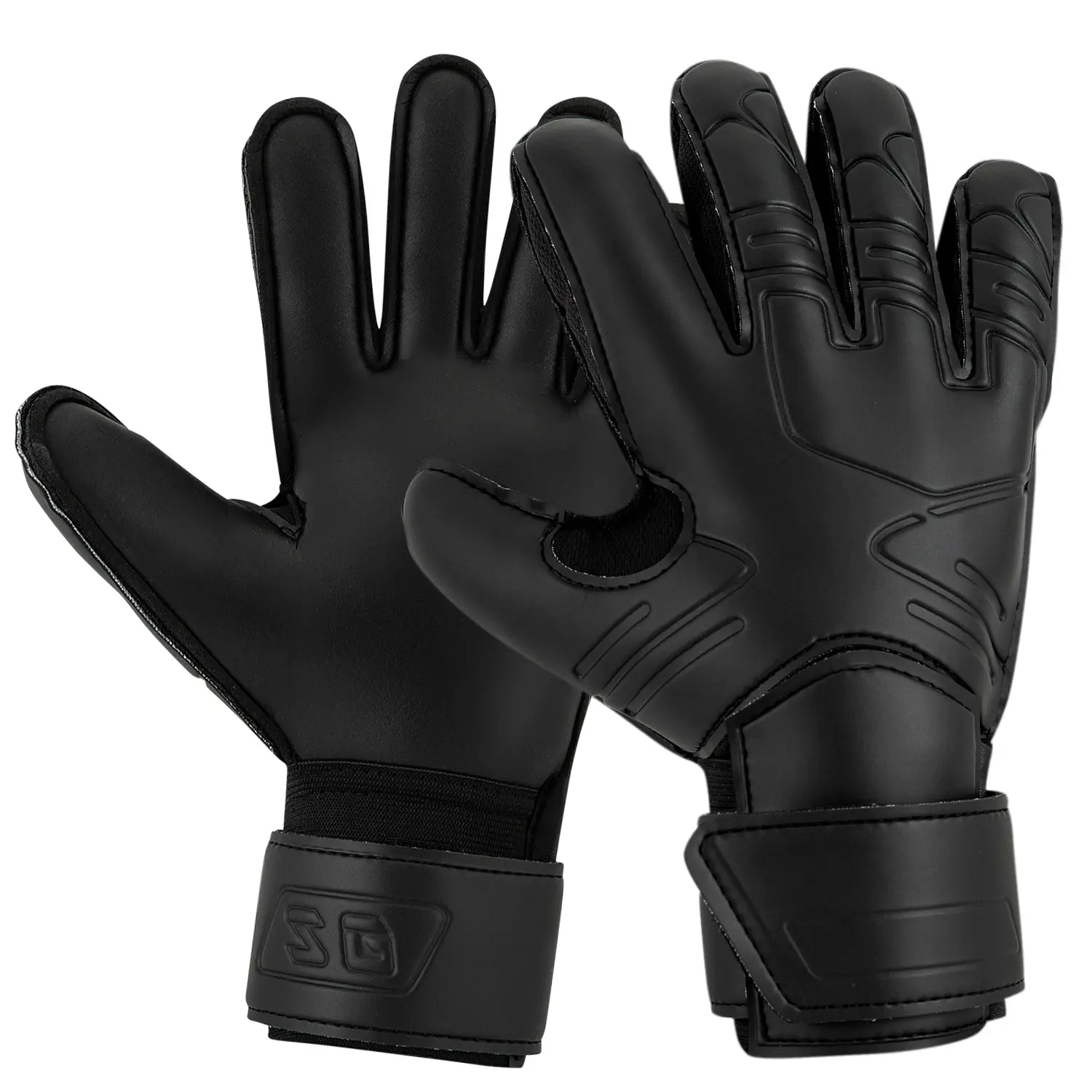 Professional Goalie Gloves for Adults & Youth, Black PU Soccer Goalkeeper Gloves with Finger Protection, Wear-Resistant Non-Slip Grip for Training, Soccer Gloves Goalkeeper Football Accessories