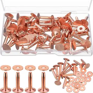 Copper Rivets and Burrs 50 Sets Copper Rivets Leather Pure Copper Rivet Setting Tool Belts Wallets Collars Leather DIY Craft Supplies 9/16 Inch Size 12