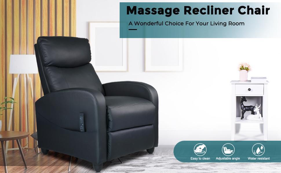 Recliner Chair for Living Room, Massage Recliner Chair Theater Chairs Adjustable Modern Reclining Chair with Padded Seat Backrest