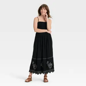 Women's Button-Front Smocked Maxi Sundress - Universal Thread