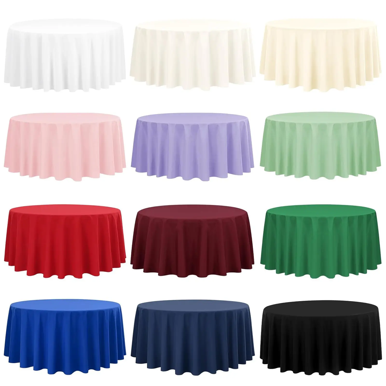 FANI 6 10 12 Pack Round Polyester Fabric Table Cloth for Round Table,Washable Table Cover for Wedding Party Dining Table Buffet Banquet Restaurant and Camping Mantel de mesa Artículos de boda