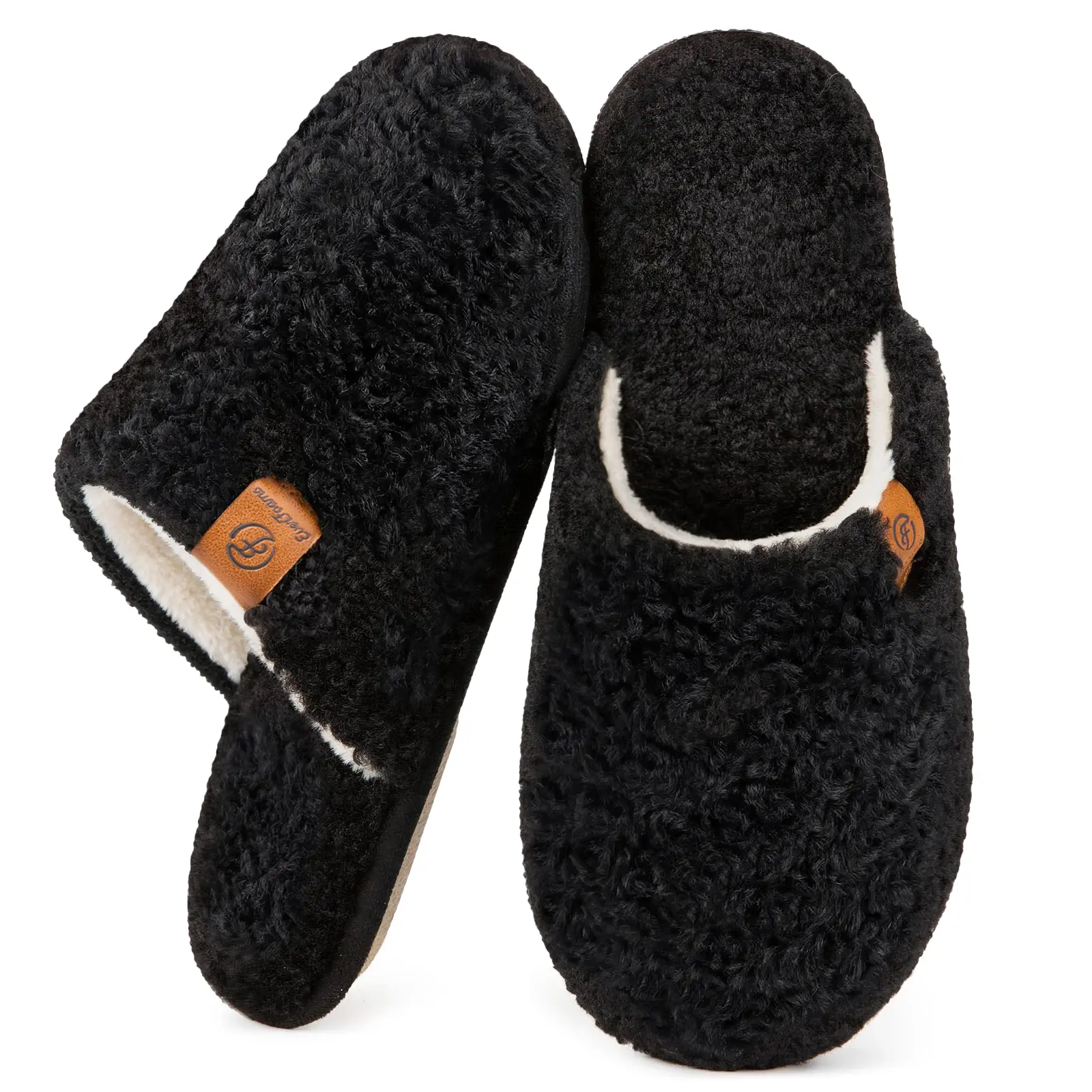 EverFoams Women's Fuzzy Slippers, Plush Cozy Memory Foam House Shoes, Warm Lightweight Indoor Slip-On Shoes with Non-Slip Sole