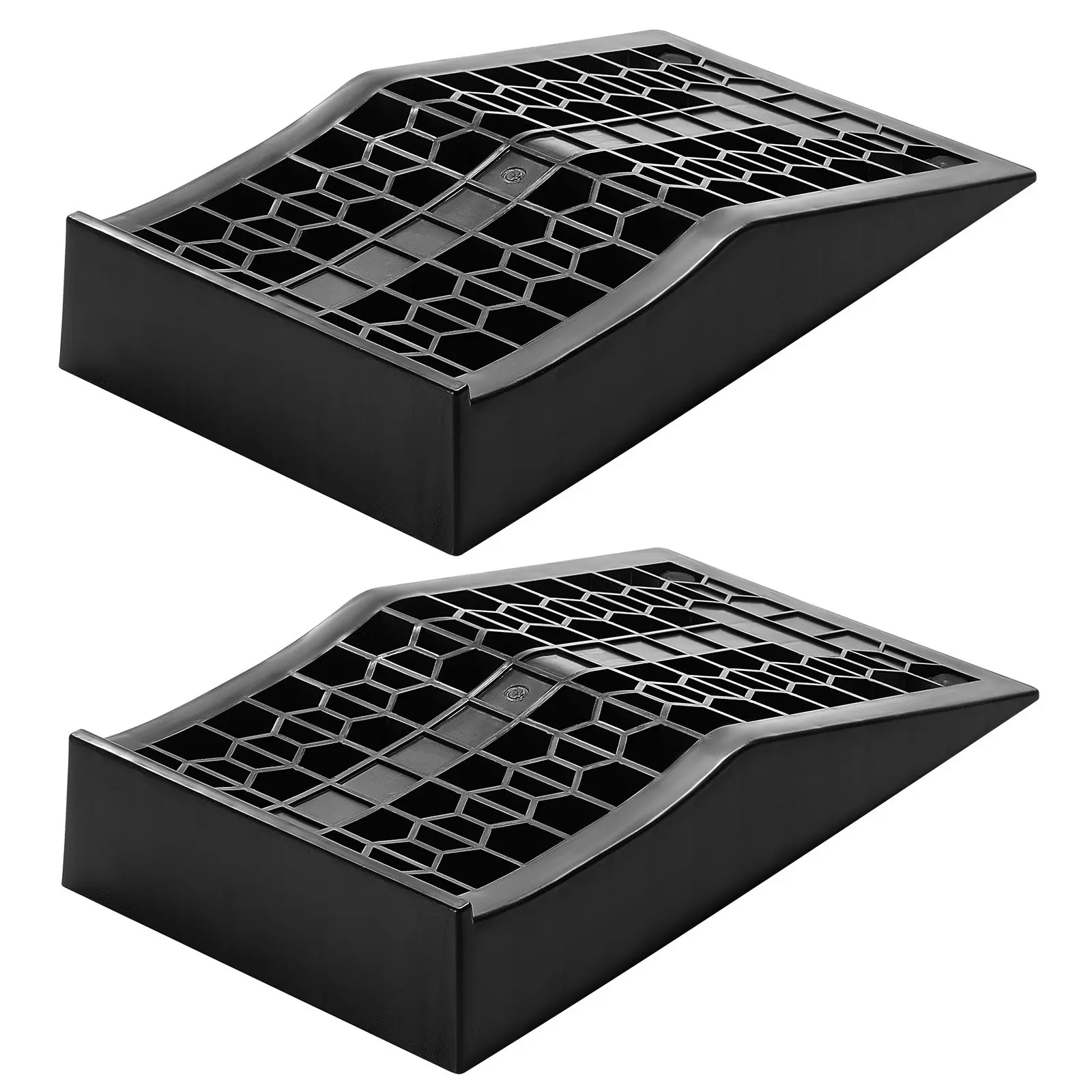 VEVOR 2-Piece Plastic Car Ramps with Tire Support, 20000 lbs GVW Capacity (5,000 lbs Per Ramp), 2.6" Lift Height, Compact Design, Stackable Impact-Resistant Low-Profile Portable for Low-Chassis Vehicle Oil Change & Home Garage Maintenance