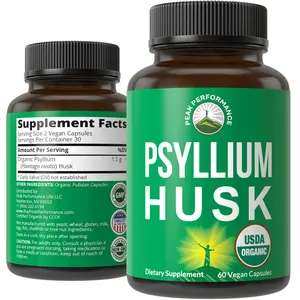 USDA Organic Psyllium Husk Vegan Capsules Made with Organic Psyllium Husk Seed. Fiber Supplement for Gut. Digestive Prebiotics. Pills for Digestion, Roughage Without Bloating. Tablets