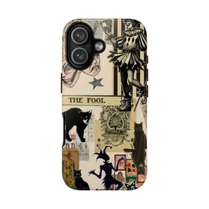 Compatible with iPhone 17 ProMax The Fool Tarot Card Aesthetic Phone Case – Witchy Goth Jester Aesthetic Phone Case – Compatible with iPhone 7–17 (SE, Plus, Pro, Pro Max) & Samsung Galaxy S22–S25 (Plus, Ultra) – Cute Gift for Her & Him, Vintage Black Cat