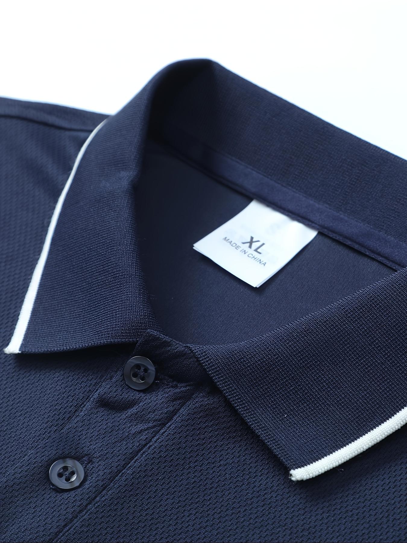 5 Piece Set, Casual Men's Short Sleeve Polo Shirt, Quick Dry Golf and Tennis Shirt, Comfortable Equestrian Wear, Fashionable Men's Sportswear, Suitable for Casual Parties, Holidays, Travel, Collar and Cuff Contrast Design