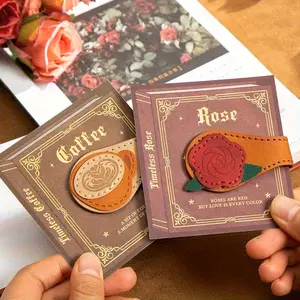 Magnetic Leather Bookmark 1 PC- Rose and Coffee Bookish Gifts