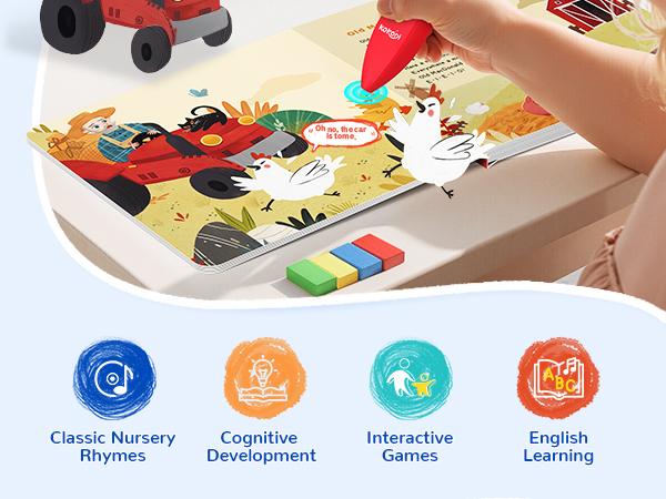 KOKODI Talking Pen Toy, Interactive Book Set, Learning Talking Pen with Recording Capability and Puzzle Games, Birthday Gift, Interactive Books for Encouraging Expression