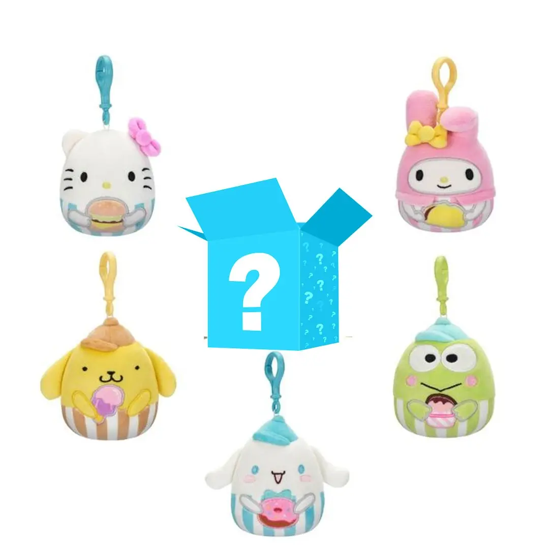 Squishmallows 3.5 Inch Super Soft Clip-On Blind Box Mystery Plush - Hello Kitty and Friends, Soft Stuffed Animals, Squeezy Squishies (My Melody, Cinnamoroll Included)