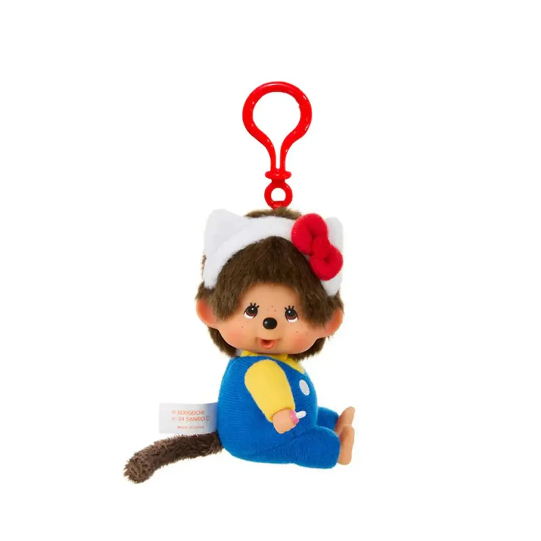 Monchhichi x Hello Kitty Big Head 4.7" Plush Keychain, Keychain Collectible Fashion Accessory