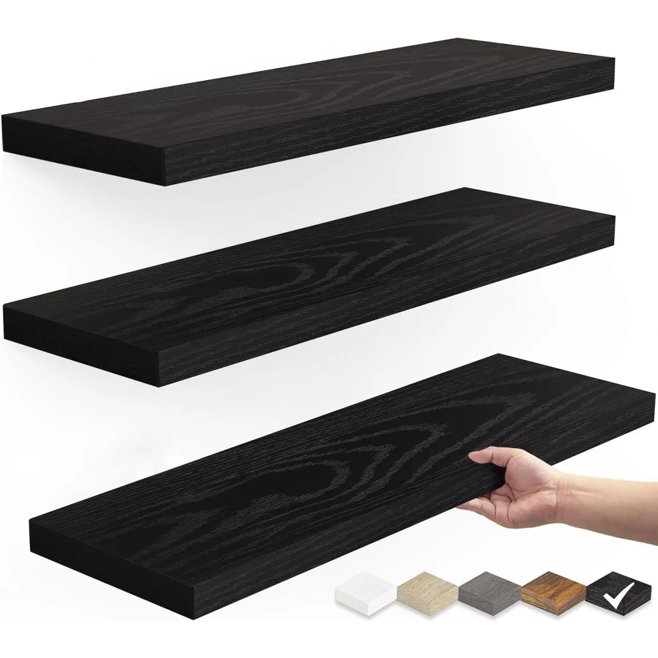 Ikea Floating Shelves, 36 inches Wall Mounted Rustic Wood Shelves for Bathroom, Bedroom, Living Room, for Storage RSet of 3 Light Decorative