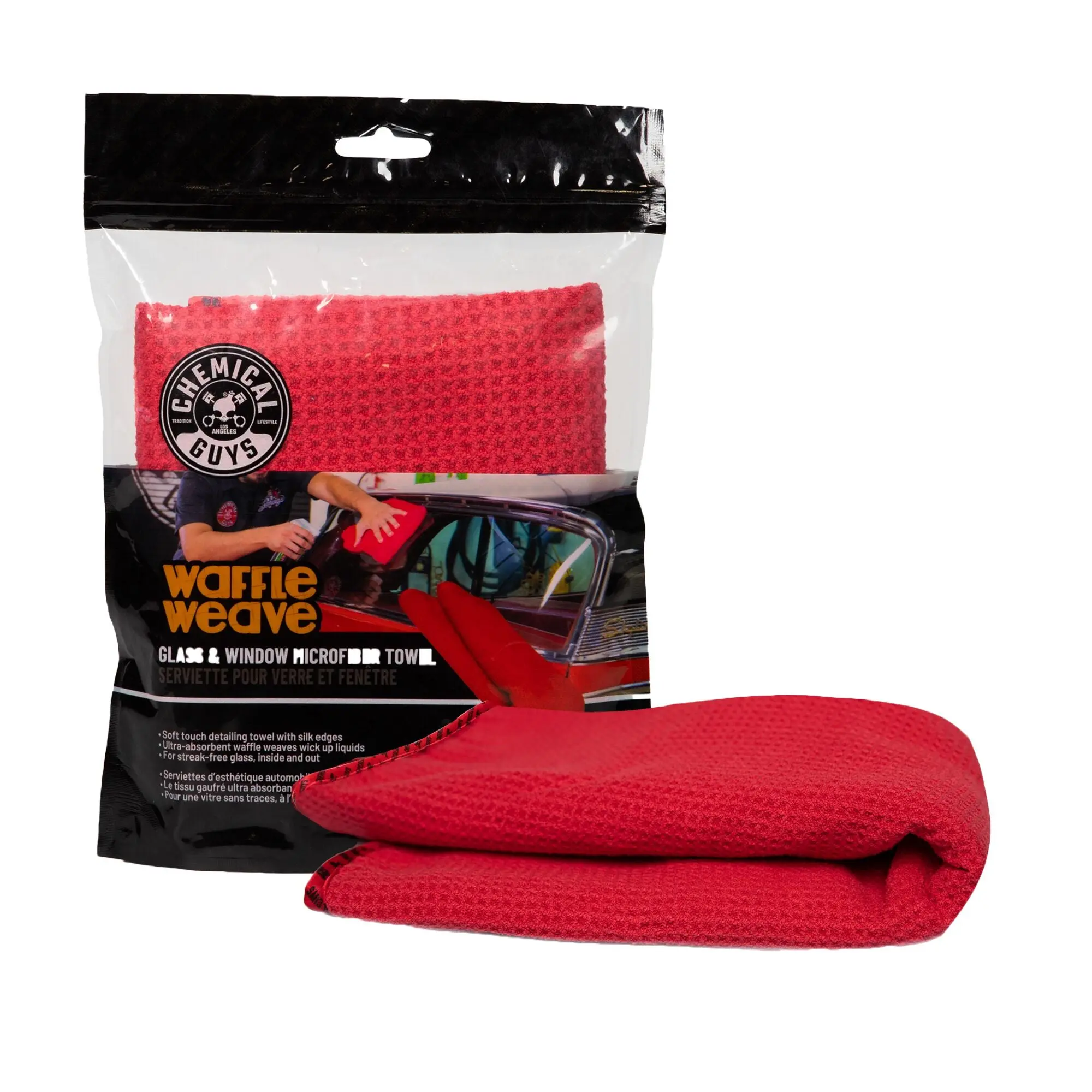 Chemical Guys Grooved Waffle Weave Microfiber Cleaning Cloth - Soft Cleaning Towel, Lint-Free Wipe, Streak-Free, Marring-Reduced, Water-Absorbing, Machine Washable for Car Detailing, Window Clean