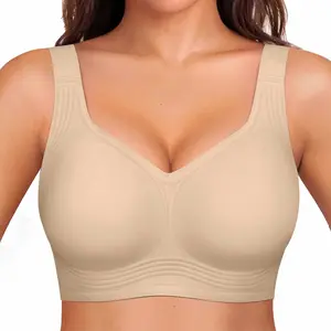 GP.NZ Womens Wireless Jelly Bra Plus Size Supportive Seamless Women Jelly Bras Wirefree Full Coverage No Underwire Everyday Bras Comfortable Wireless Padded Tshirt Bra Support Sports Bra Black comfort