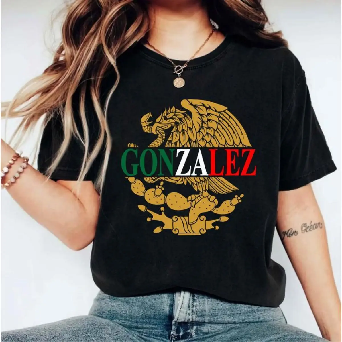 Mexican Eagle Pride Gonzalez Print T-Shirt - National Symbol Graphic Tees - Latino Heritage Gift -  Soft Fabric - Cultural Celebration Apparel casual outfits