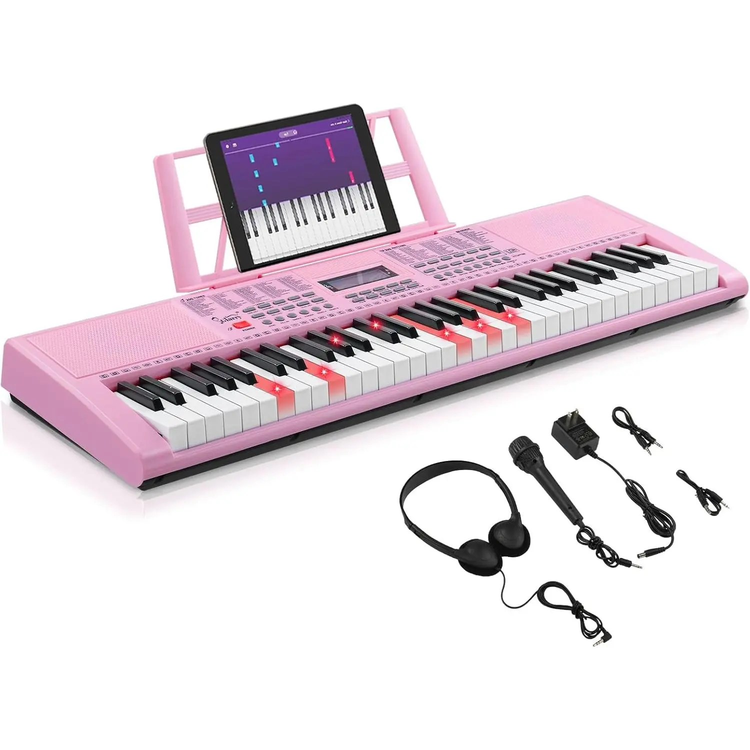 GLARRY 61-Key Portable Digital Piano Keyboard Kit for Beginners - Lighted Keys, LCD Screen, Microphone, Headphones, 3 Teaching Modes, Built-In Speakers, Battery Powered, Unisex, Outdoor-Ready for Music Learning, None tiktokshopbacktoschool