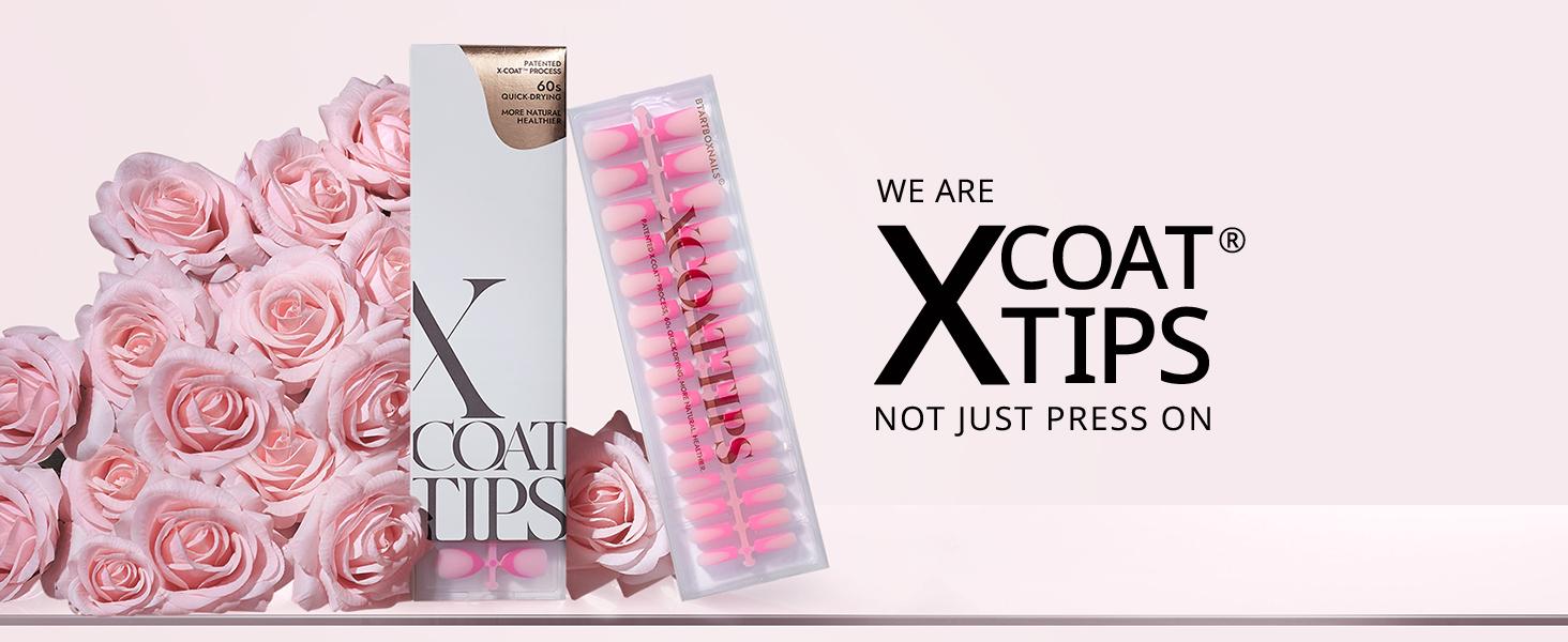 BTArtboxnails XCOATTIPS Press on Nails - 150pcs Pink Short Square or Almond French Tips, Pink Soft Gel False Nail, Soak Off Acrylic Fake Nails Extensions