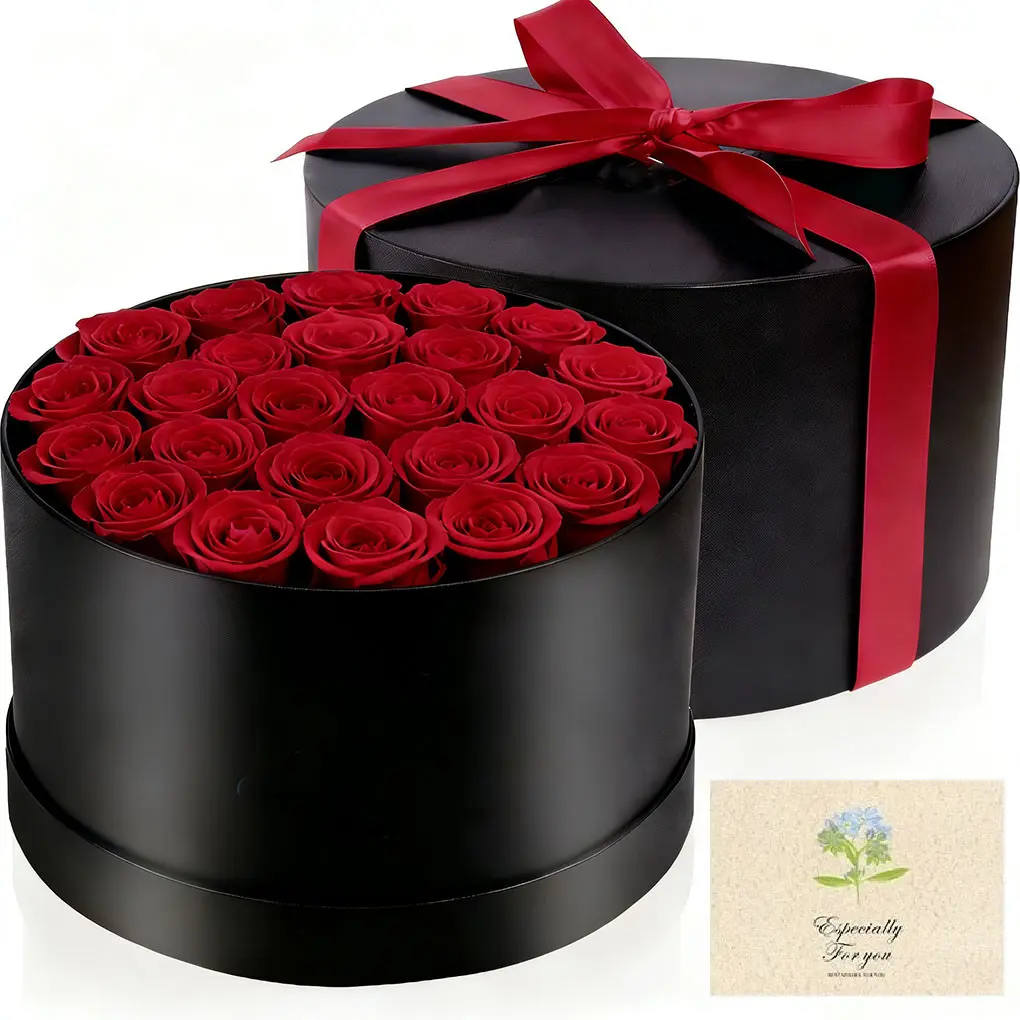 24 Artificial Rose Decorative Flowers Faux Roses Gift Set, Soap Flower Gift Box, Non-Washable, Ideal for Mother's Day, Valentine's Day, Birthday, Party Gifts, Includes Card