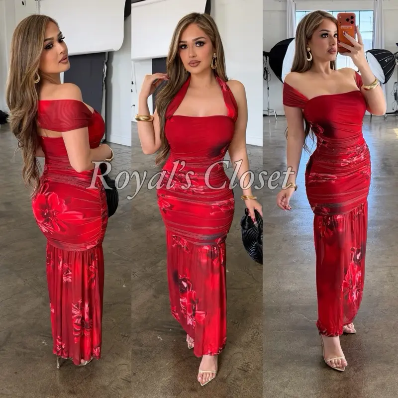 Red floral maxi summer dress Red floral maxi summer dress