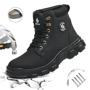 Men's Safety Shoes with Steel Toe and Kevlar Midsole - Lightweight Outdoor Work Boots Suitable for Factory Workshop Construction Sites