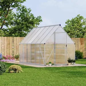 6X11 ft Polycarbonate Greenhouse with Aluminum Frame, Polycarbonate Greenhouse for Outdoors, Greenhouses with Ventilation, Aluminum Large Walk-in Greenhouses for Outside，Sliver