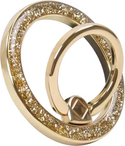 NEW Magnetic Phone Ring for MagSafe Grip [Super Magnet] Gold Twinkle Design Ring Holder Stand, magsafe pop Socket, Mag Safe Accessory for iPhone 17/16/15/14 /13 Pro Max Plus, Gold