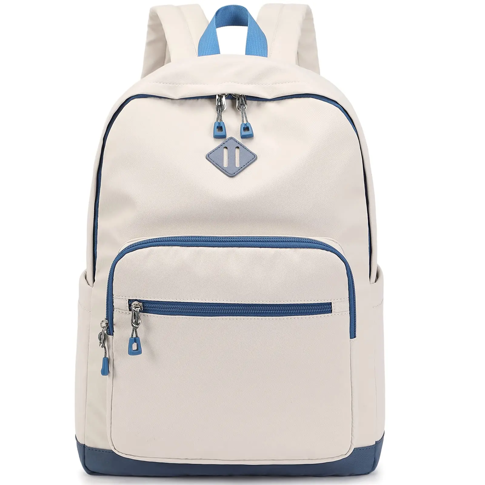 Lohol Classic Backpack for Girls Boys Teens, Lightweight Bookbag for School Travel College (Beige/Green)