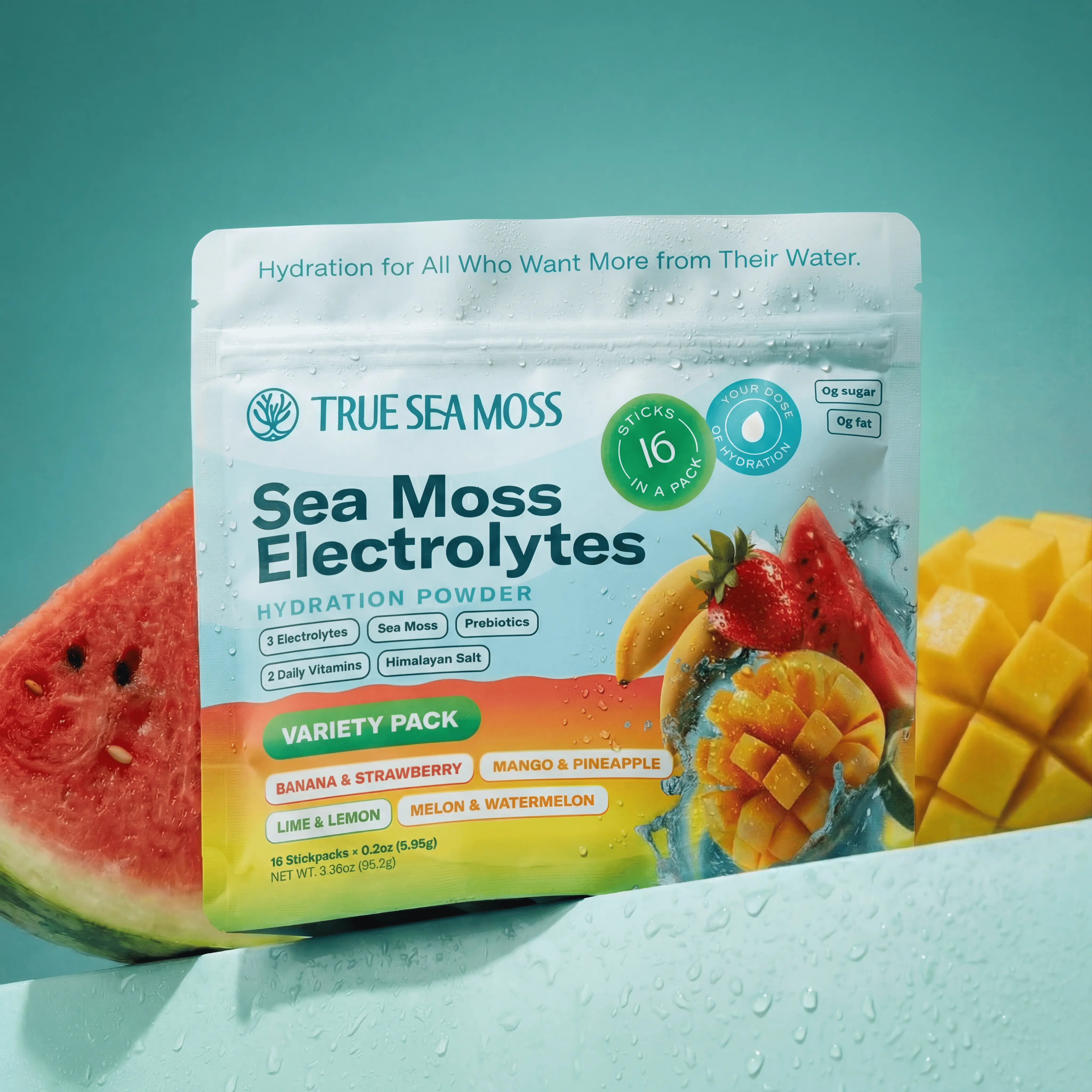 True Sea Moss Electrolytes: Variety Pack – from Wild Sea Moss with Himalayan Salt & Vitamins – Supports Energy, Focus, Skin, Digestion & Mood  powder packets no sugar salt electrolytes powder packets