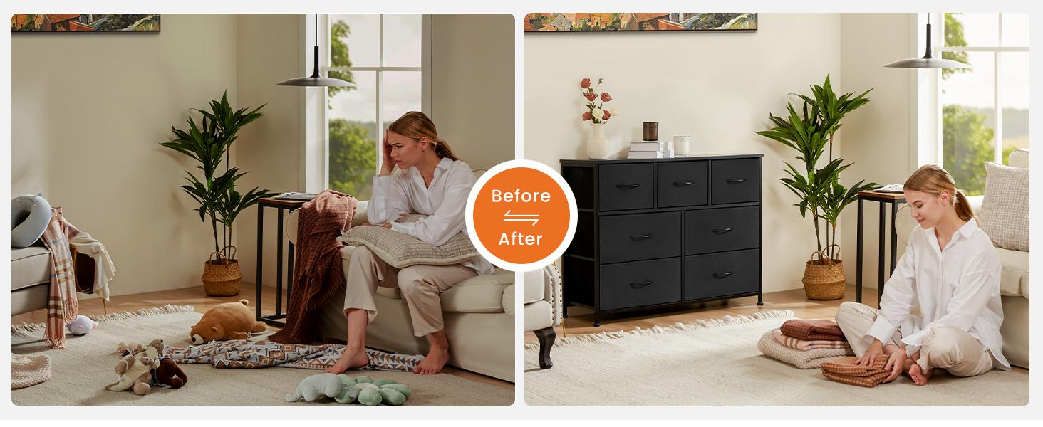 【New Color】Drawer Dresser Organizer, Storage Drawers, Fabric Storage Tower with 7 Drawers, for Bedroom, Closet, Living Room 【New Color】Drawer Dresser Organizer, Storage Drawers, Fabric Storage Tower with 7 Drawers, for Bedroom, Closet, Living Room