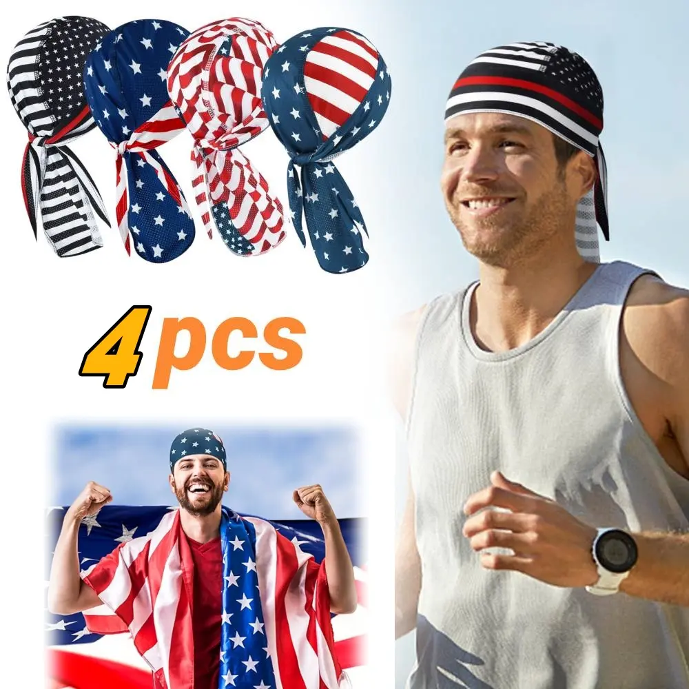 Unisex 4-Pcs Stretch Soft Sweat-Absorbing Skull Cap Lining Caps with Designs, Fitted, Halloween Skeleton Headbands for Bicycle & Motorcycle Sports & Outdoor Use