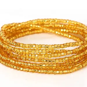 Shiny Gold Waist Beads| Handmade African Heritage| Body Jewelry Collection| Black Owned Craftsmanship (50 inches)