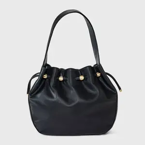 Drawstring Bucket Handbag - A New Day Black