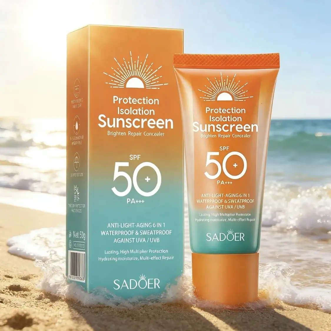 Mineral Body Sunscreen Cream, SPF 50+ PA+++, Chemical-Free Anti-Ultraviolet Daily Sunblock - Lightweight, Refreshing, Skin-Repairing, Waterproof Travel-Size Lotion for Face & Body, 50Spf Body Sunscreen