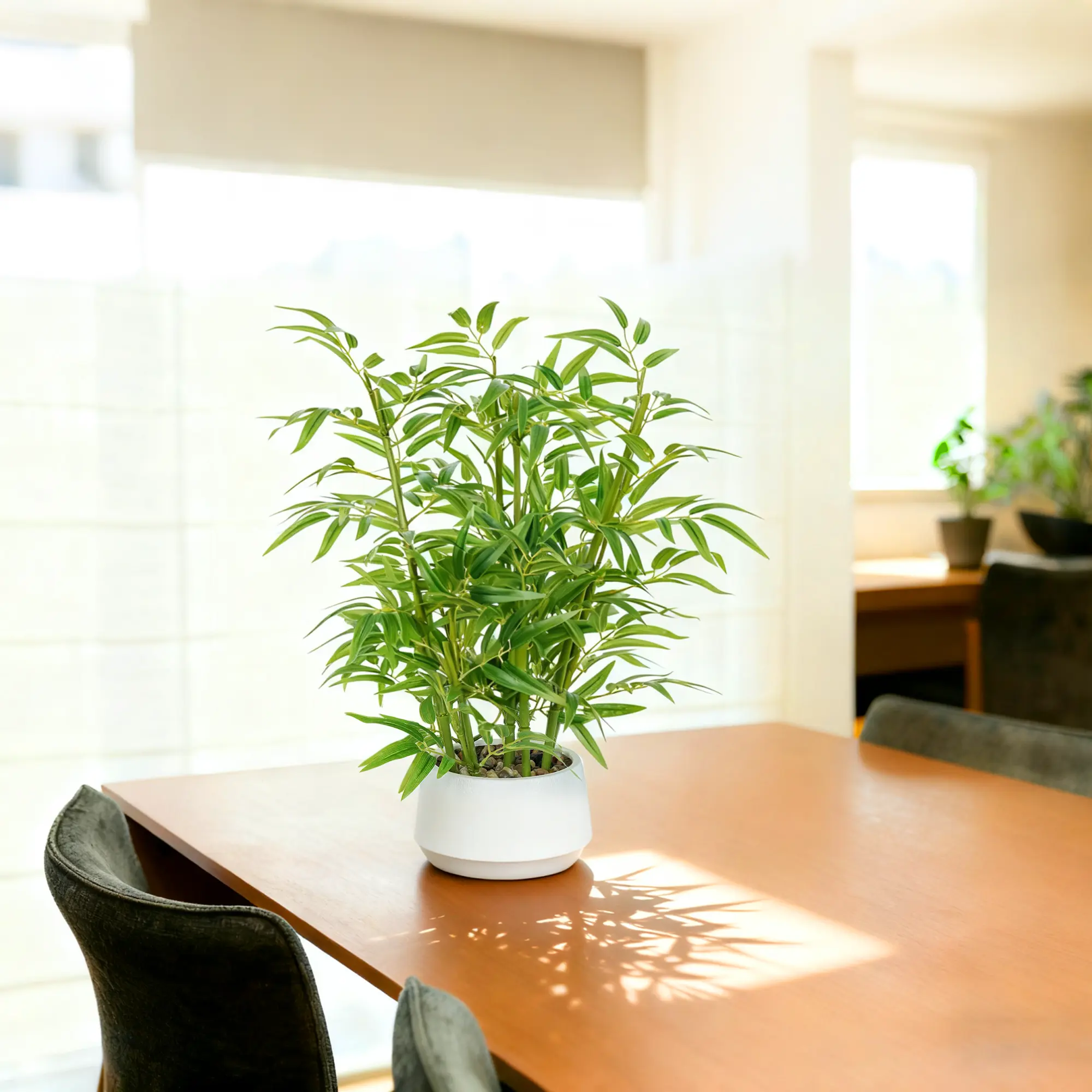 Artificial Bamboo Tree, 1.5ft with White Planter, 8 Trunks and Realistic Leaves – Perfect for Home, Office, Indoor & Outdoor Décor