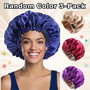 Adjustable Satin Bonnet Double Layer Hair Bonnet for Sleeping Bonnets for Women Hats Curly Natural Hair, Navy Blue