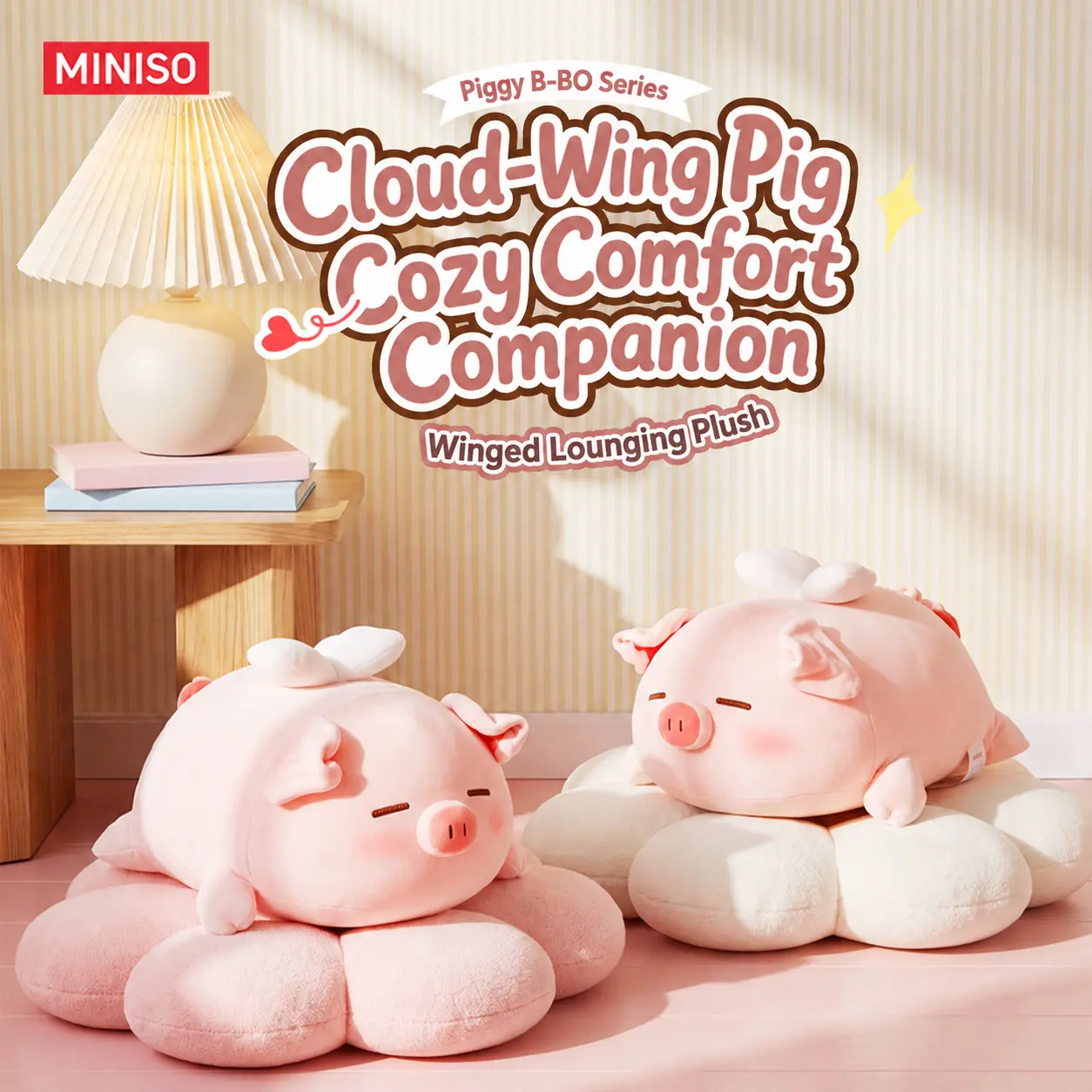 MINISO B-BO Piggy Winged Lying-Down Plush Toy | TikTok Viral Cute Stuffed Animal | Soft Cuddly Companion | Perfect Holiday Haul Gift for Her#Summervibes, Back To School