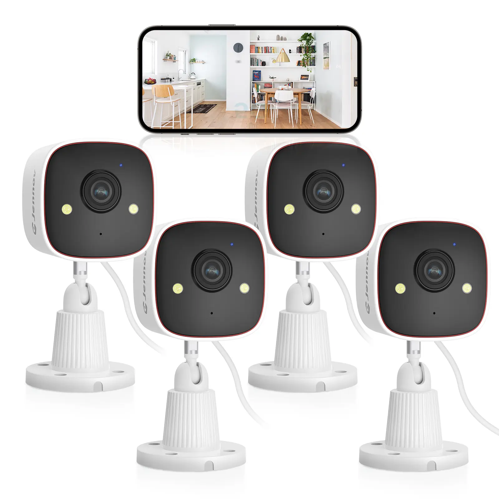 Jennov Outdoor/Indoor Security Cameras  2.4G/5G WiFi , 2K HD Color Night Vision/AI Human Motion Detection /2-Way Audio/IP66 Waterproof Monitor Security Camera for Home,Cloud & 128GB SD Card Storage ,camara de seguridad,baby camera monitor