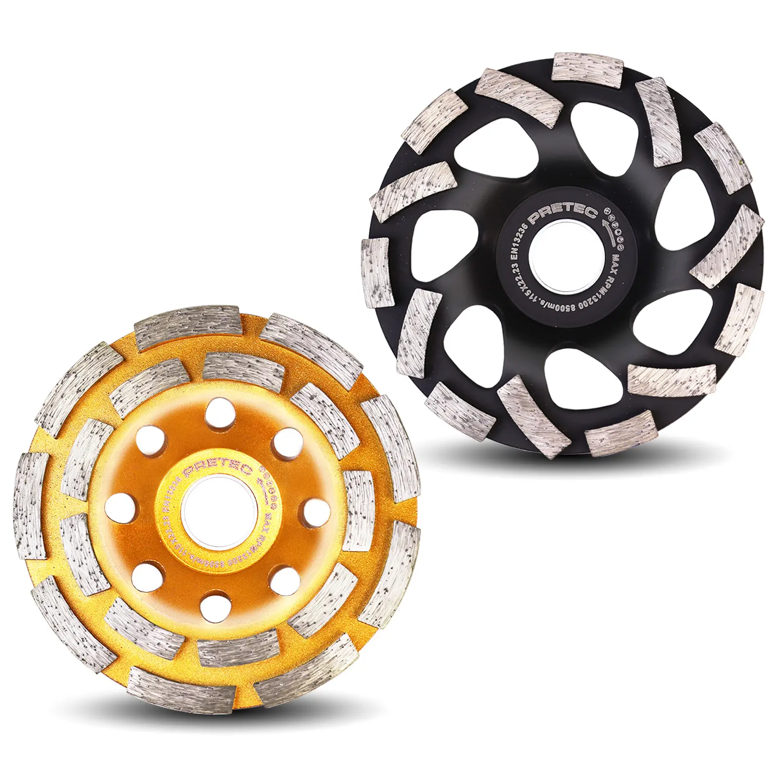 4-1/2 Inch Concrete Grinding Wheel 2-Pack – Turbo & Double Row Discs for Marble, Granite, and Cement Polishing