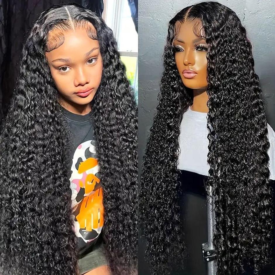 【Clearance】FORGIRL FOREVER 32inch 13x6 Water Wave Human Hair Lace Frontal Wig Pre-plucked Deep Wave Curly Transparent Lace Front Human Hair Wigs For Women