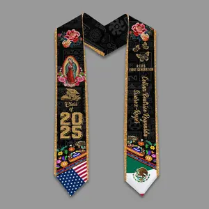 Custom Mexican Flag Graduation Stole 2026 – Mexico Pattern Sash with Name & School