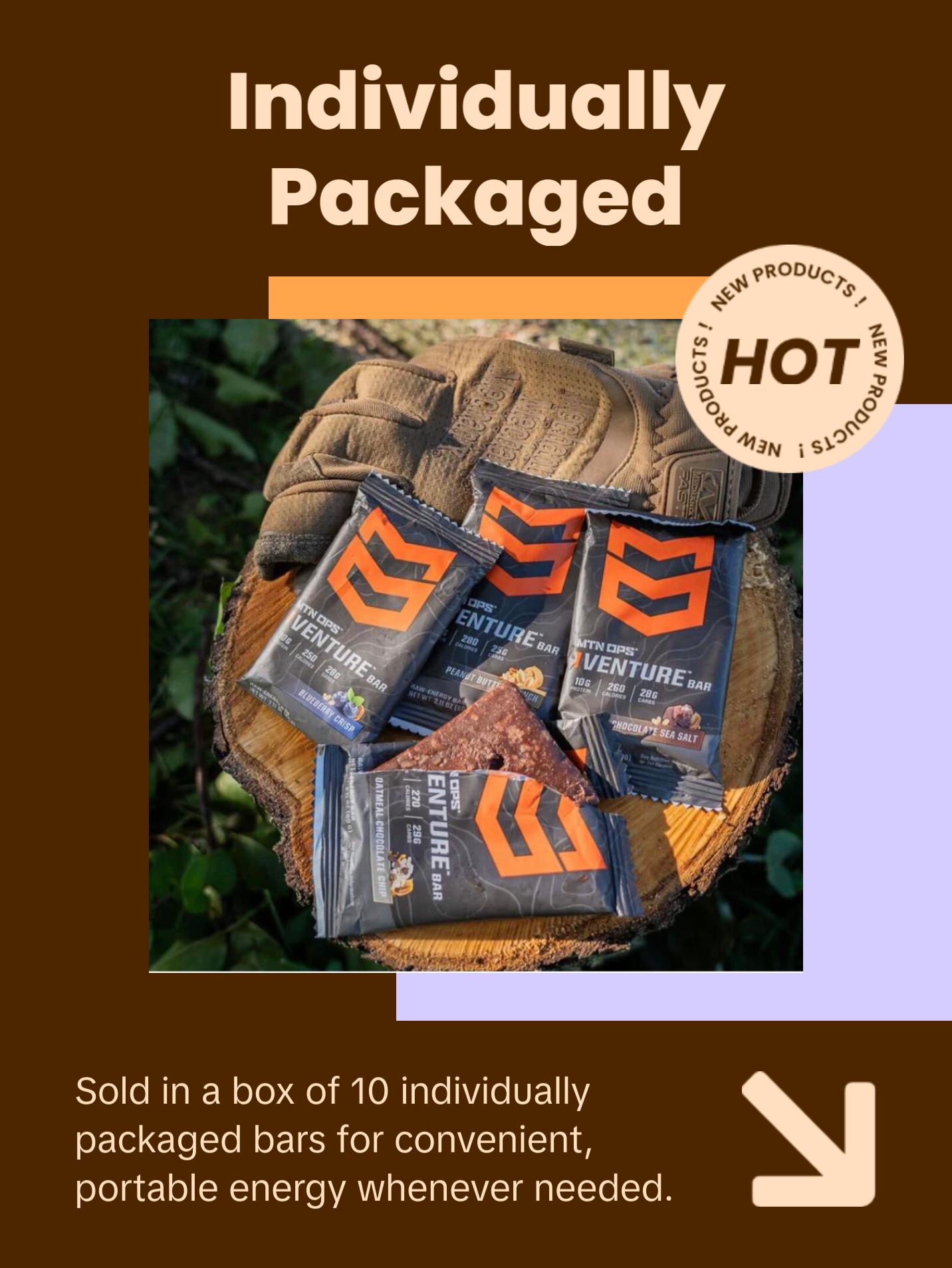 MTN OPS VENTURE BAR Snack Bar Fuel for Adventures Nutrients & Peanut-Based Raw Energy