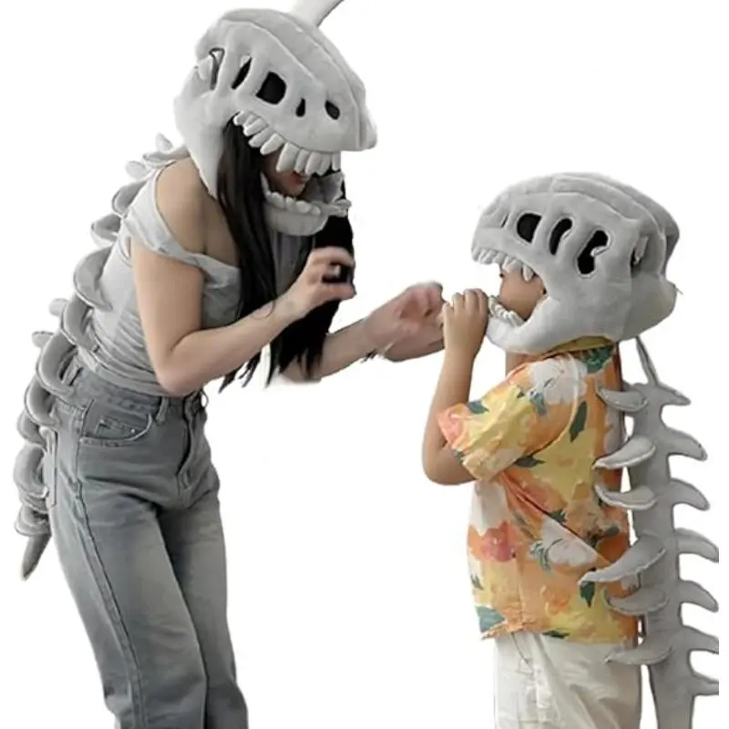 Halloween keleton Costume Set Fun Skeleton Dinosaur Costume Dress-Up Fossil Jumpsuit